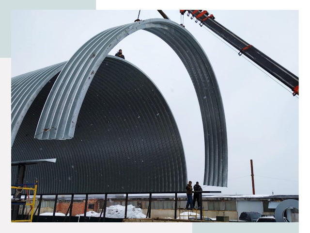 Полукруглые ангары в Карталах